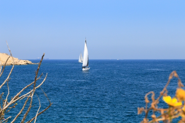 Sailboats on the Mediterranean Sea.