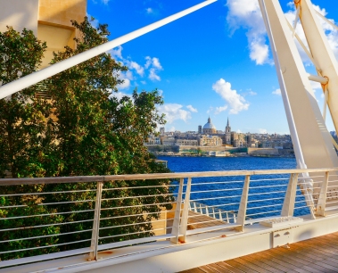 The foot bridge in Tigne, Sliema from where you can watch the view of Malta's capital Valletta on the other side.